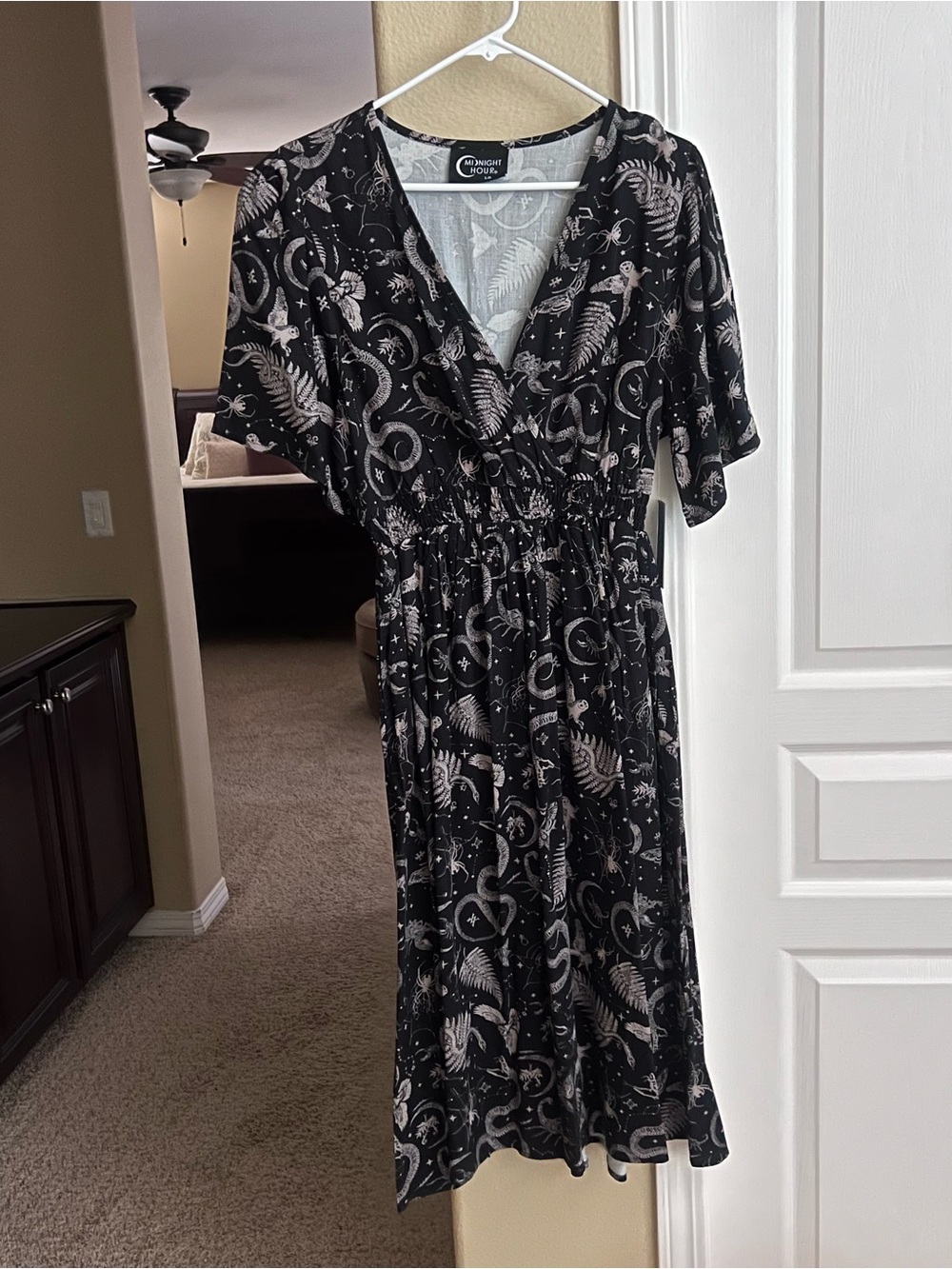 Lularoe Black Celestial Print V-Neck Midi Dress